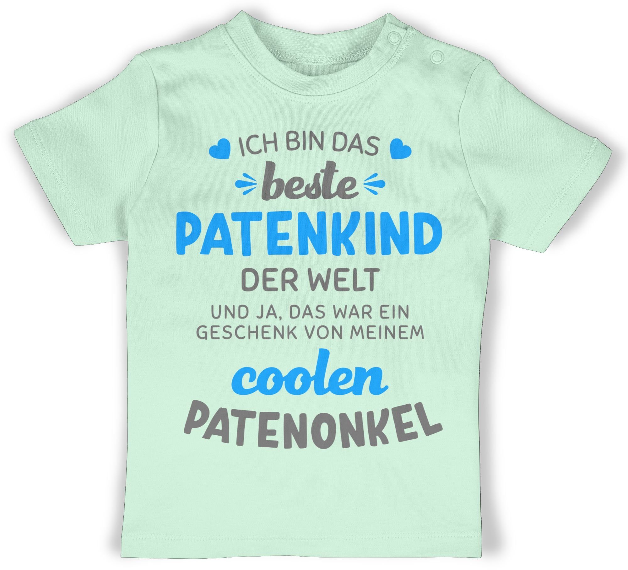 Shirtracer T-Shirt Ich bin das beste Patenkind der Welt grau/blau Patenonkel Baby 2 Mintgrün