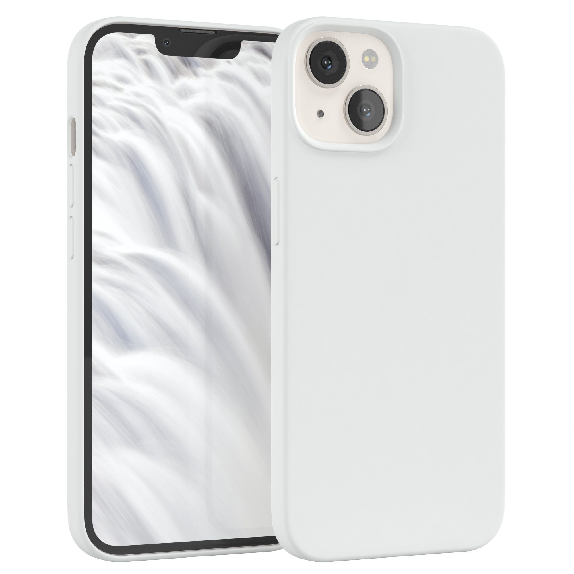 EAZY CASE Handyhülle Premium Silikon Case für Apple iPhone 13 6,1 Zoll, Silikon Schutzhülle mit Kameraschutz kratzfest Handy Softcase Weiß