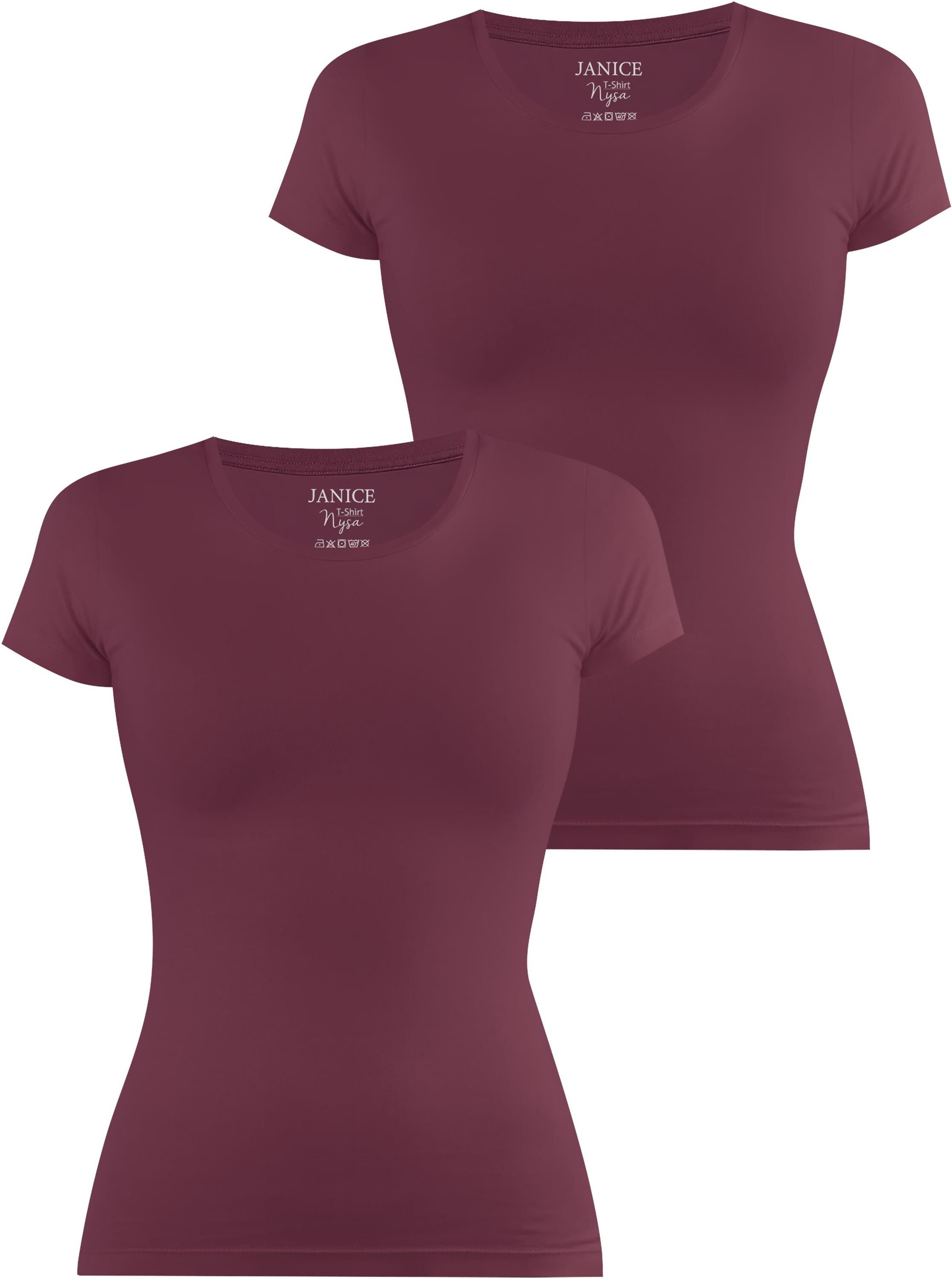Janice Kurzarmshirt 2 x Damen T-Shirt Nysa Figurbetontes Shirt aus Baumwolle