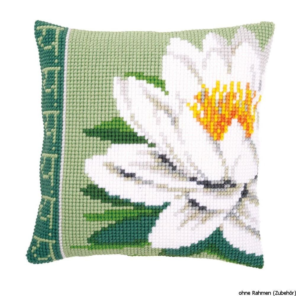Vervaco Kreativset Vervaco Kreuzstichkissen "weiße Lotus Blume", (embroidery kit by Marussia)