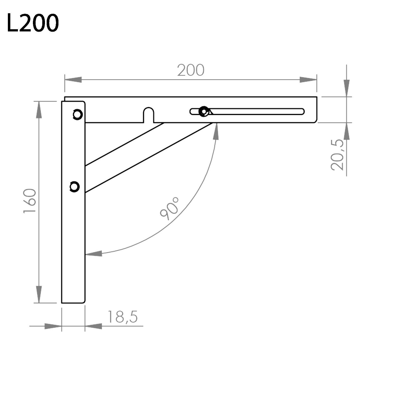 Weiß / 200 SO-TECH® mm Paar), Länge Tragkraft (pro Klappkonsole 160 120 Wandregalhalter Höhe mm 1-tlg. kg