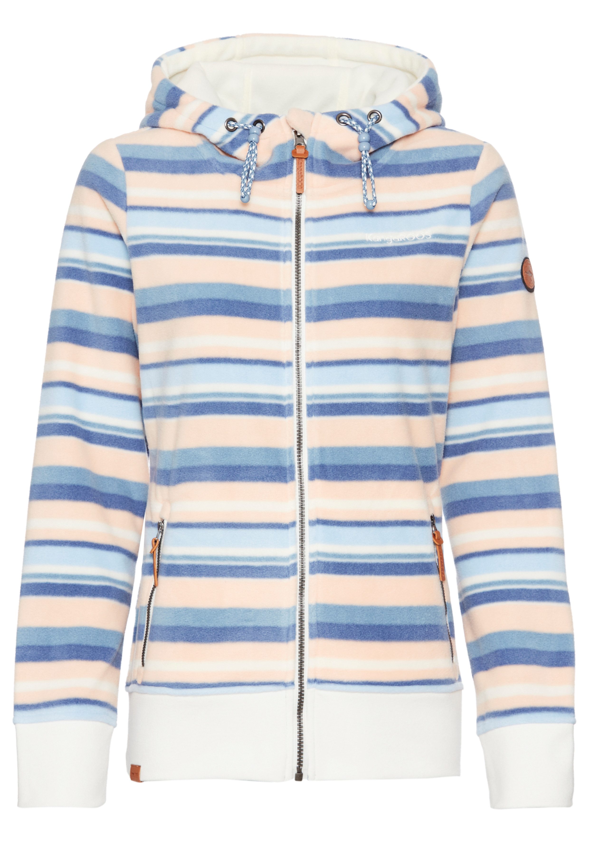 KangaROOS Fleecejacke mit Kapuze im trendigen Streifen-Design