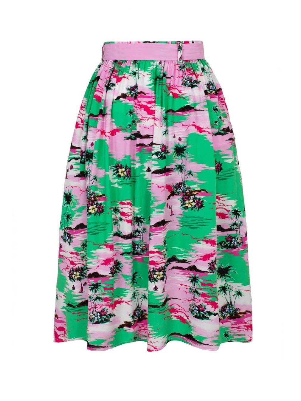 Hell Bunny A-Linien-Rock Kai Skirt Vintage Retro Swing Tellerrock Tropisch Hawaii 50er