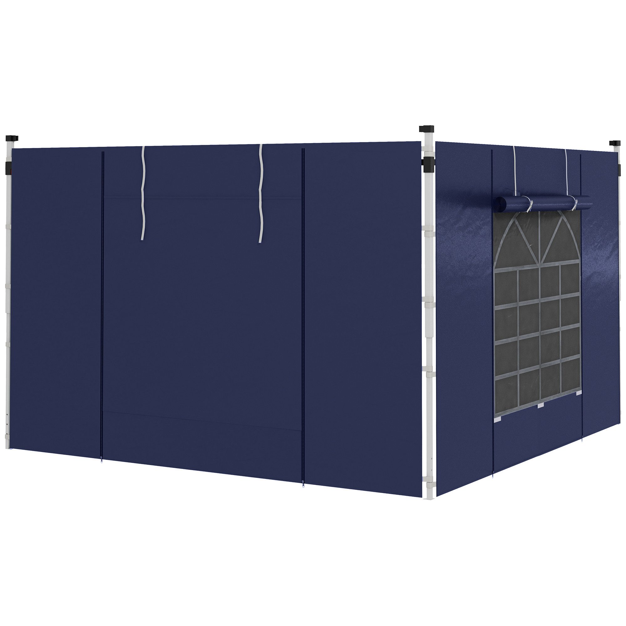 Outsunny Pavillonseitenteil Seitenwand mit Fenster & Klett, wasserdicht, Wind- & Sichtschutz, 295x195 cm, für 3x6m oder 3x3m Pavillons) Faltplane, [2-St. Ersatzwände, für Partyzelt, Oxford, Blau