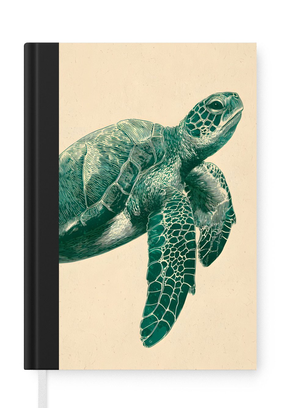 MuchoWow Notizbuch Schildkröte - Elegant - Grün - Schild, Notebook, Notizblock a5, Tagebuch, Journal Liniert