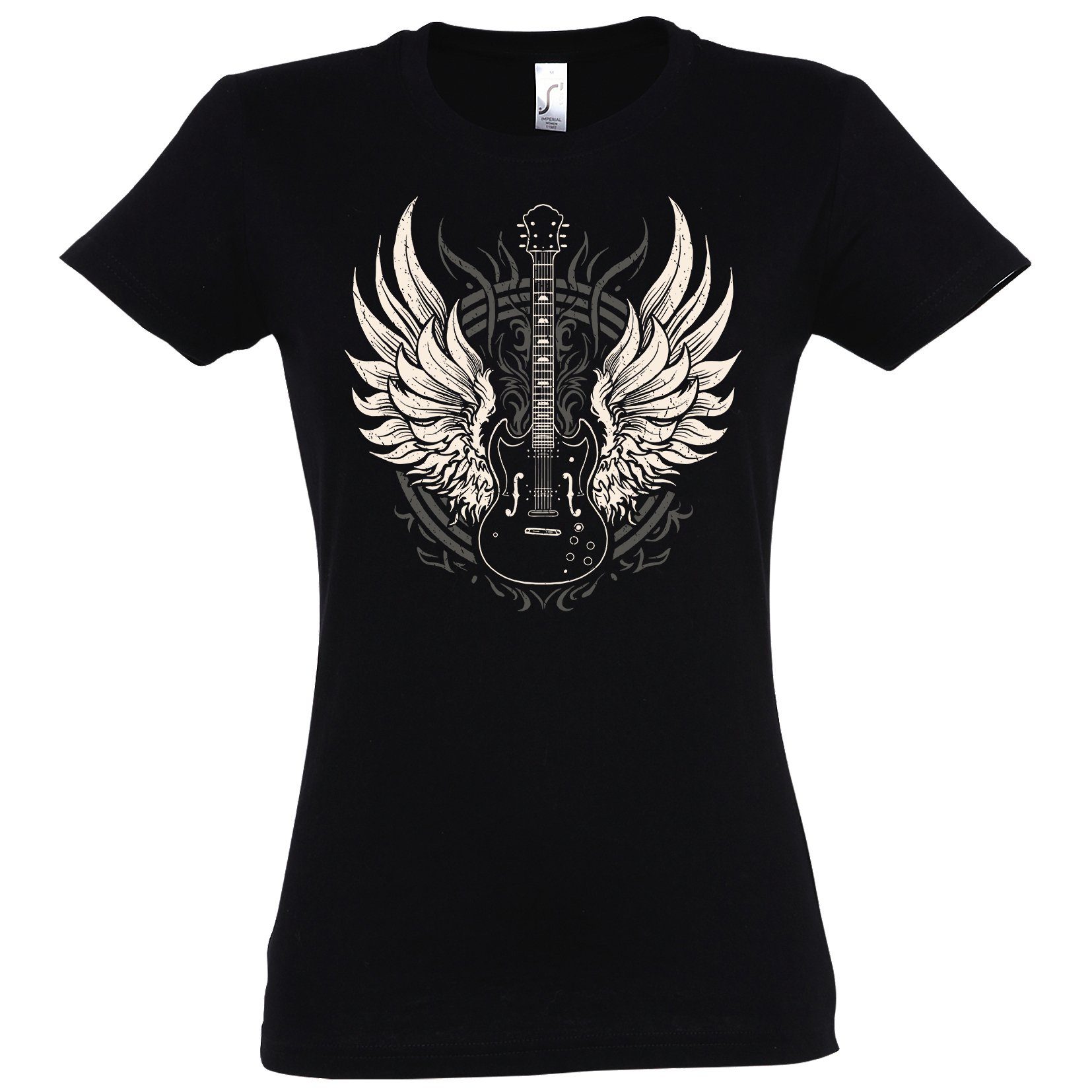 Youth Designz Print-Shirt Flügel Gitarre Damen T-Shirt mit modischem Print Schwarz