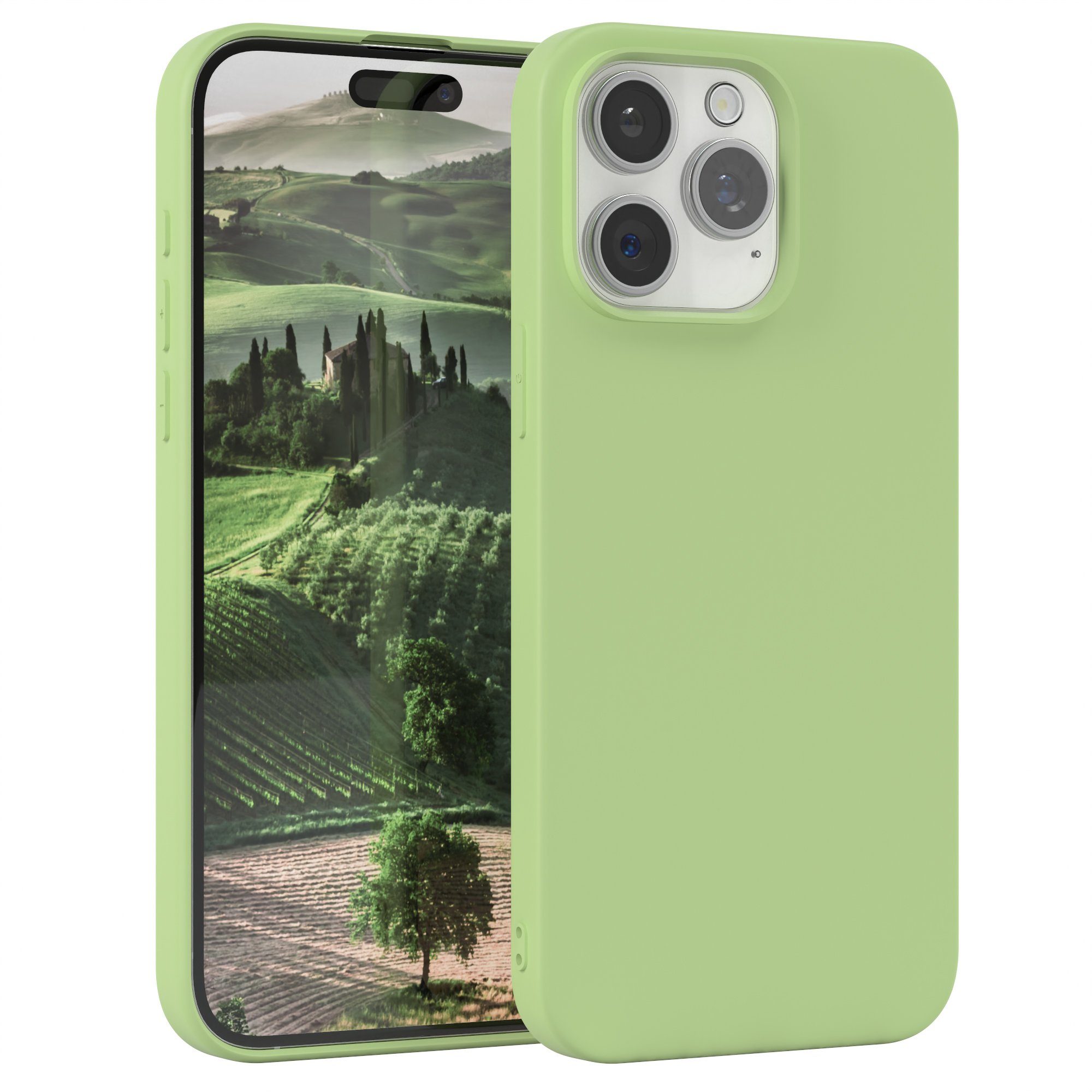 EAZY CASE Handyhülle TPU Hülle für Apple iPhone 15 Pro Max 6,7 Zoll, Smart Slimcover Matt Silikon Schutzhülle mit Kameraschutz tpu Grün