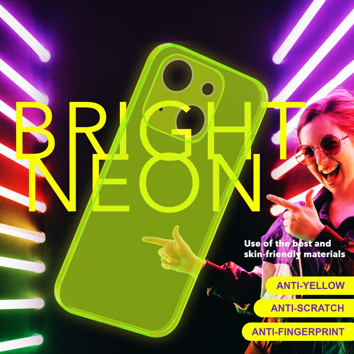 Nalia Smartphone-Hülle Apple iPhone 15 15,5 cm (6,1 Zoll), Klare Neon Silikon Hülle / Bunt / Durchsichtig Transparent / Slim Case