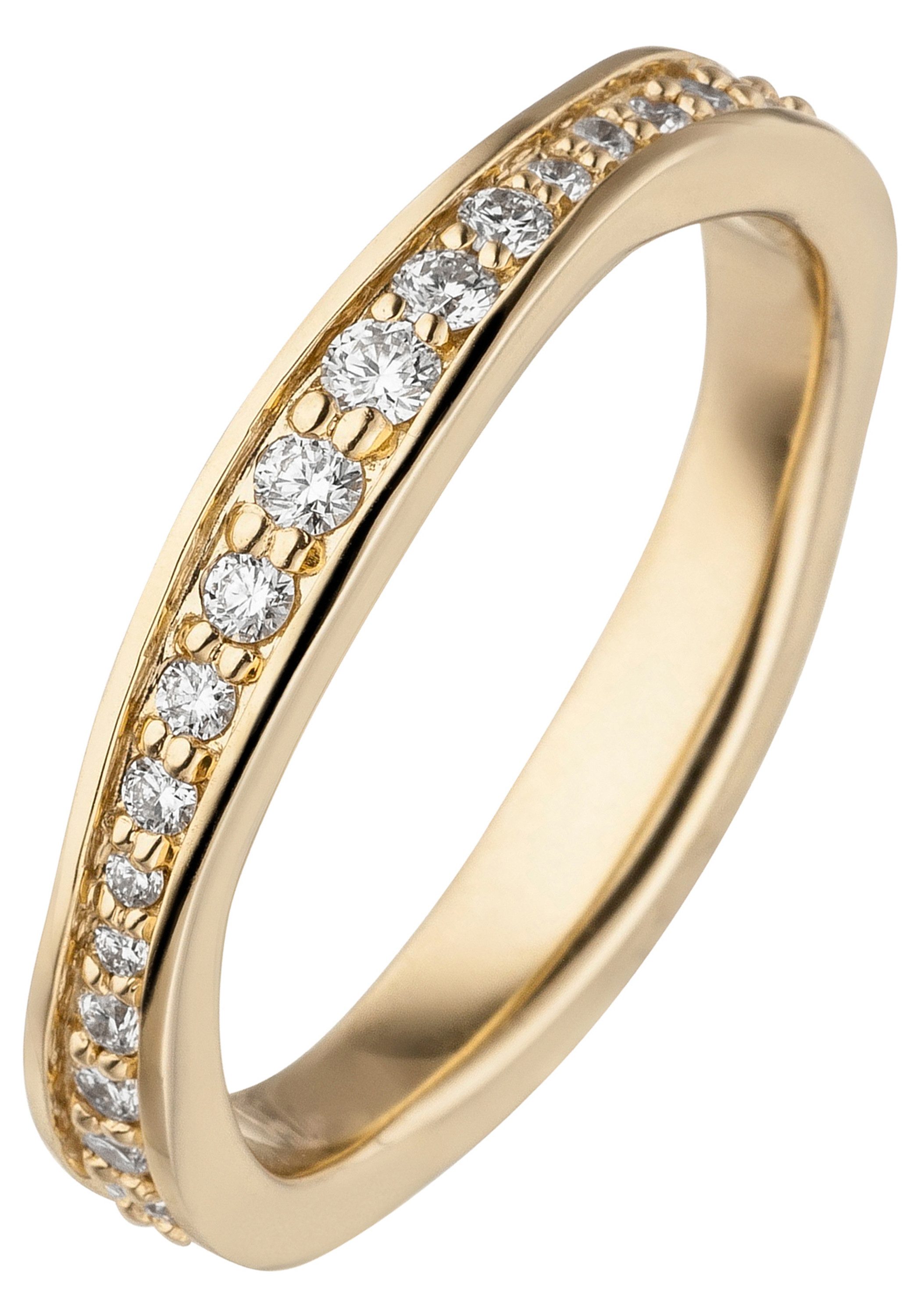 JOBO Diamantring Memory Ring Goldring, 585 Gold mit Diamanten rundum
