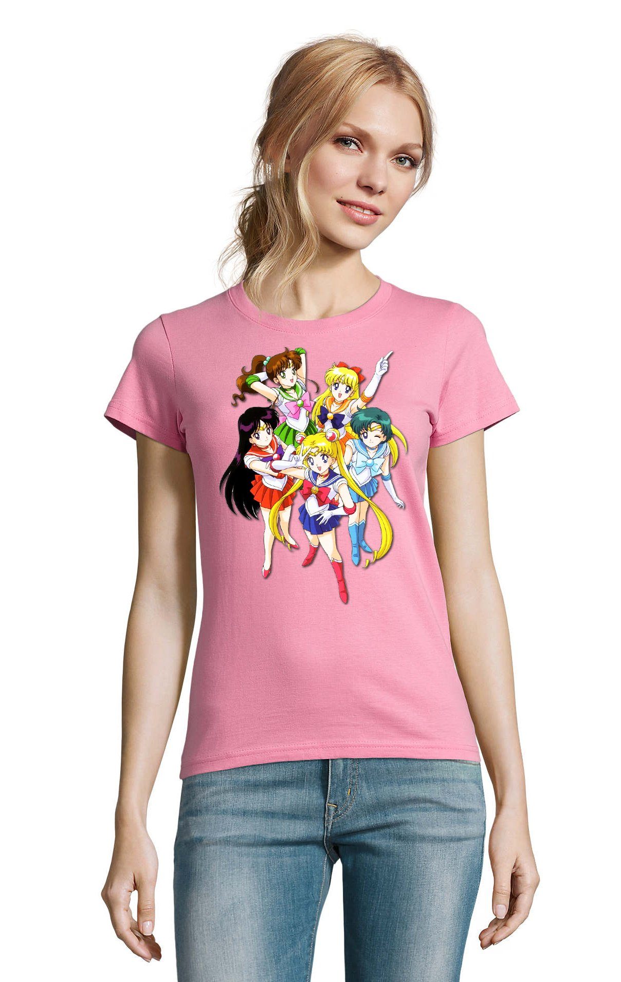 T-Shirt Anime Sailor and & Friends Brownie Comic Damen Fun Rosa Blondie Moon Manga