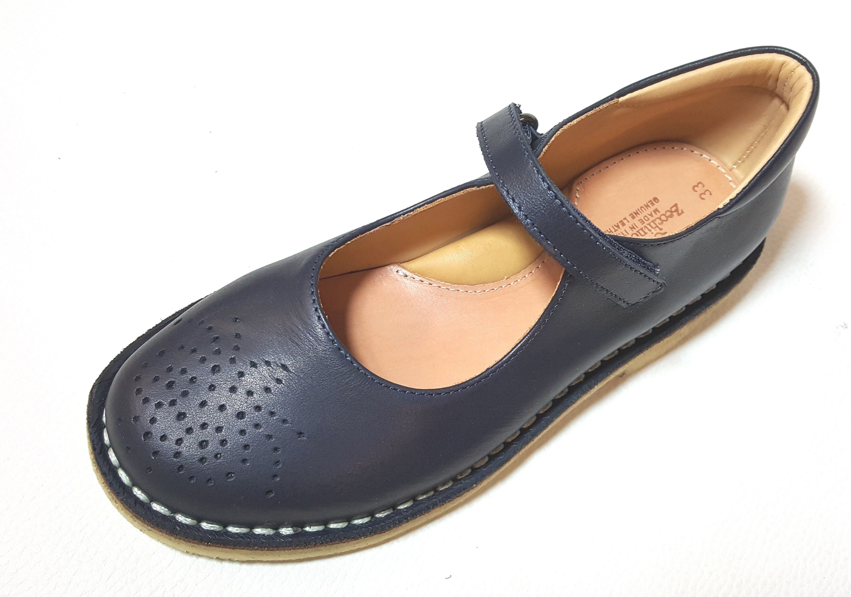 Mädchen d'Oro Ballerina Zecchino Klettverschluß mit Leder A-06-4662 Ballerina Kinderschuhe blau