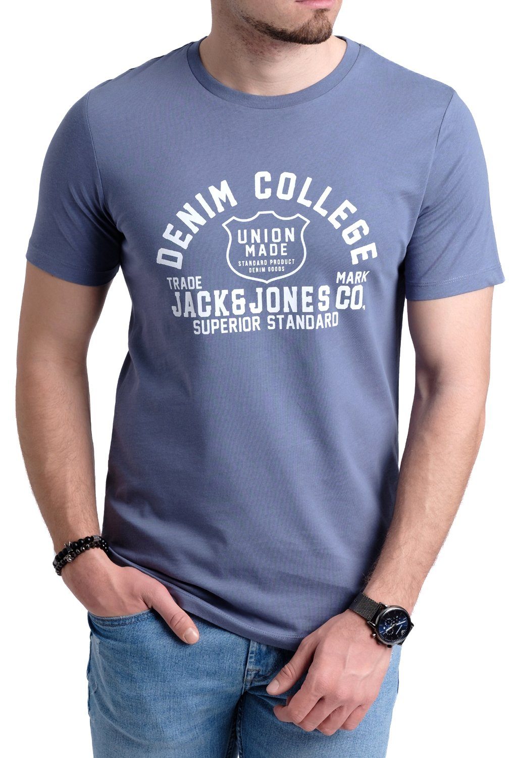 Jack & Jones T-Shirts Baumwolle Mix mit aus 5er OPT Set, Aufdruck Print-Shirt 5er-Pack) 2 (Spar