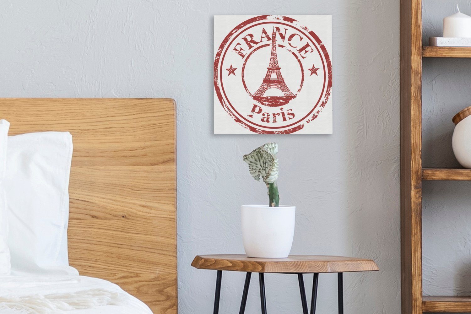 (1 Leinwand Schlafzimmer Bilder - Eiffelturm, Wohnzimmer für OneMillionCanvasses® Paris Briefmarke St), - Leinwandbild