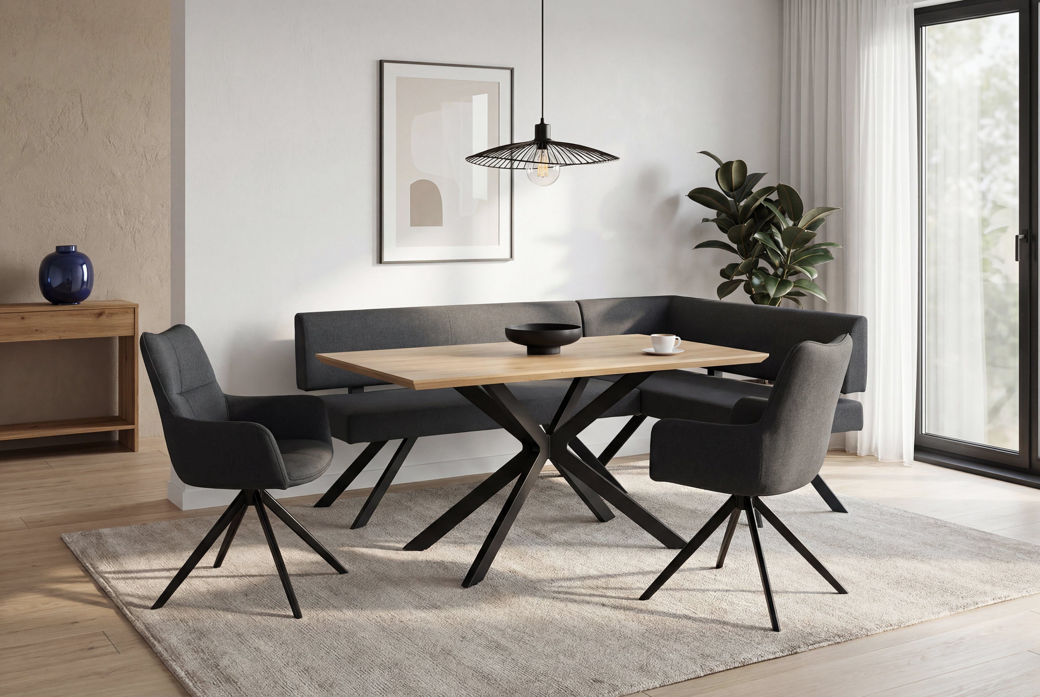 byLIVING Eckbank TORONTO, Webstoff, bis 160 kg, Taschenfederkern, 4-Fußgestell, 3 Sitzplätze
