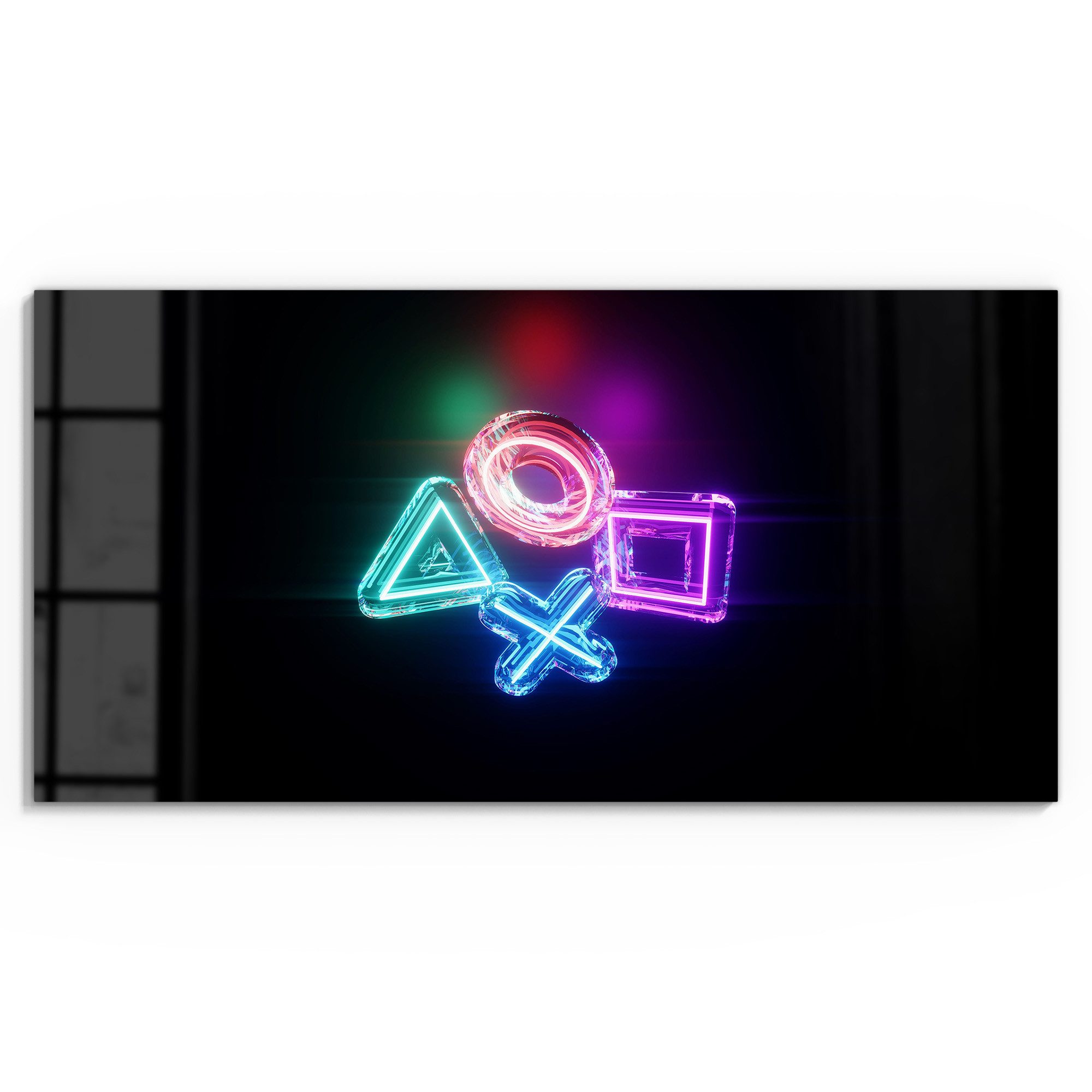 DEQORI Glasbild 'Neon Gaming Symbole', 'Neon Gaming Symbole', Glas Wandbild günstig online kaufen