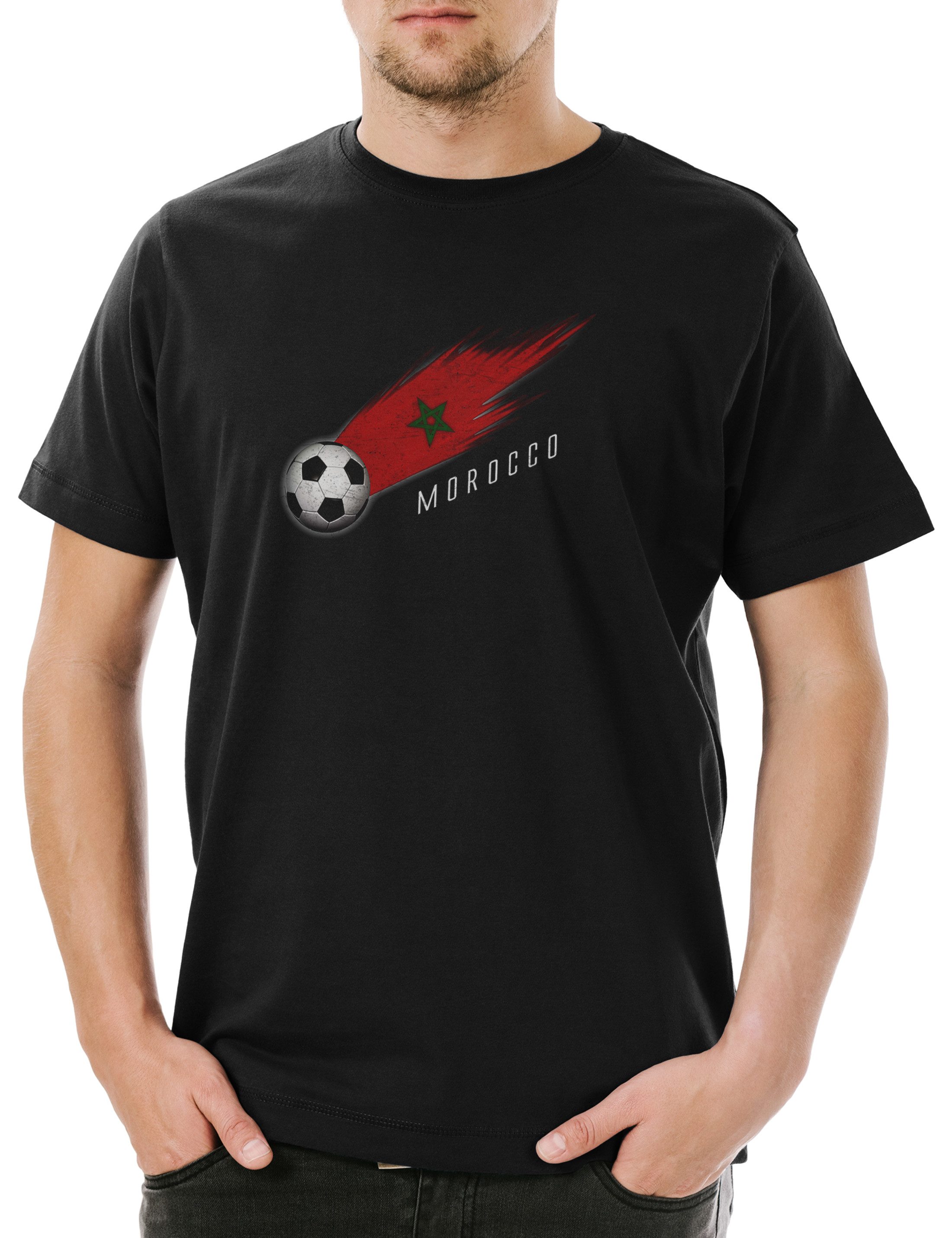 Urban Backwoods Print-Shirt Morocco Football Comet I Herren T-Shirt Marokko Marokkanisch (1-tlg) Marokkanische Fahne Moroccan Fußball