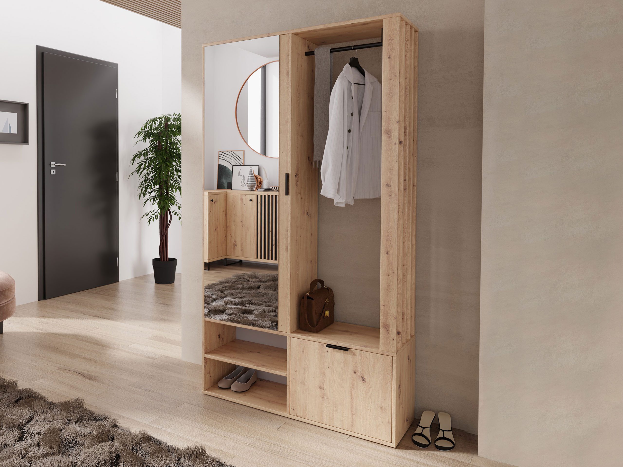 MIRJAN24 Garderoben-Set Milo, (mit Spiegel), mit Kleiderstange, Loft Stil, günstig online kaufen