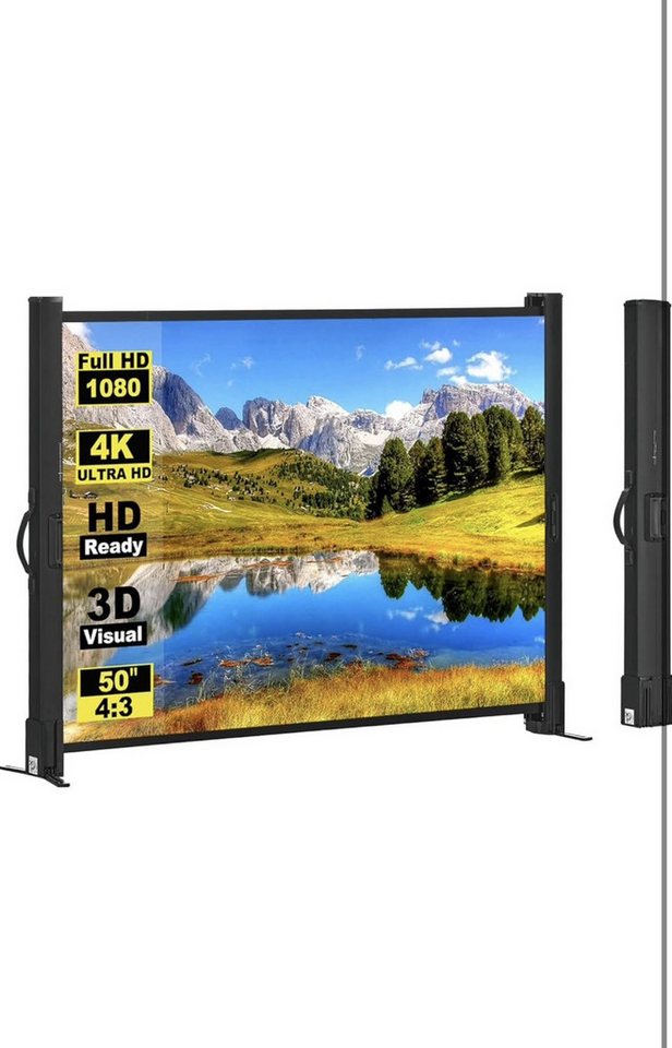 UE Stock GmbH Tragbare 50-Zoll-Leinwand mit Stativ, 4:3 Stativleinwand (50 Zoll Leinwand, 101,6 x 76,2 cm, mit Stativ)