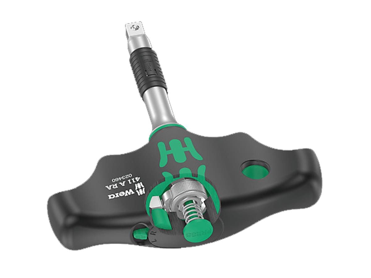 Wera Schraubendreher Quergriff mit Ratschenfunktion 411 A RA, (Set), 1/4" Nuss-Aufnahme, Umschalthebel für bequemen Richtungswechsel