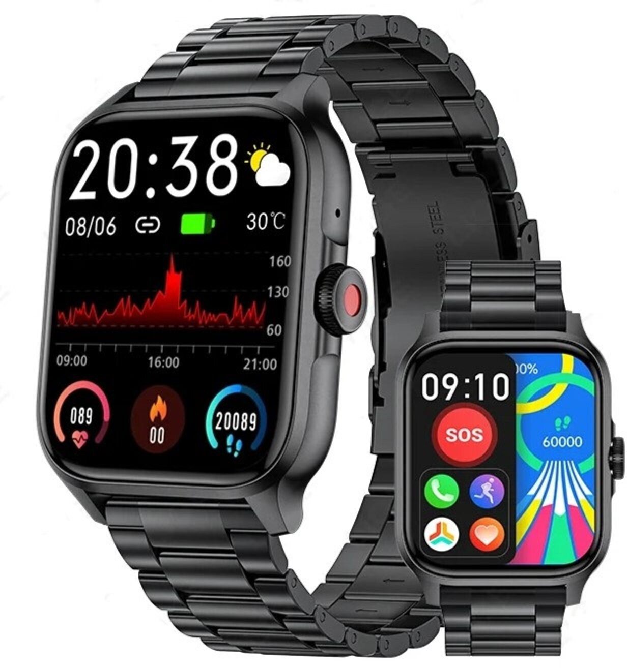 Nagham Ghazal Aswad Smartwatch Luxus Bluetooth Anruf Sport Wasserdichte 1,85 Zoll 2025 Smartwatch (3,8cm cm)