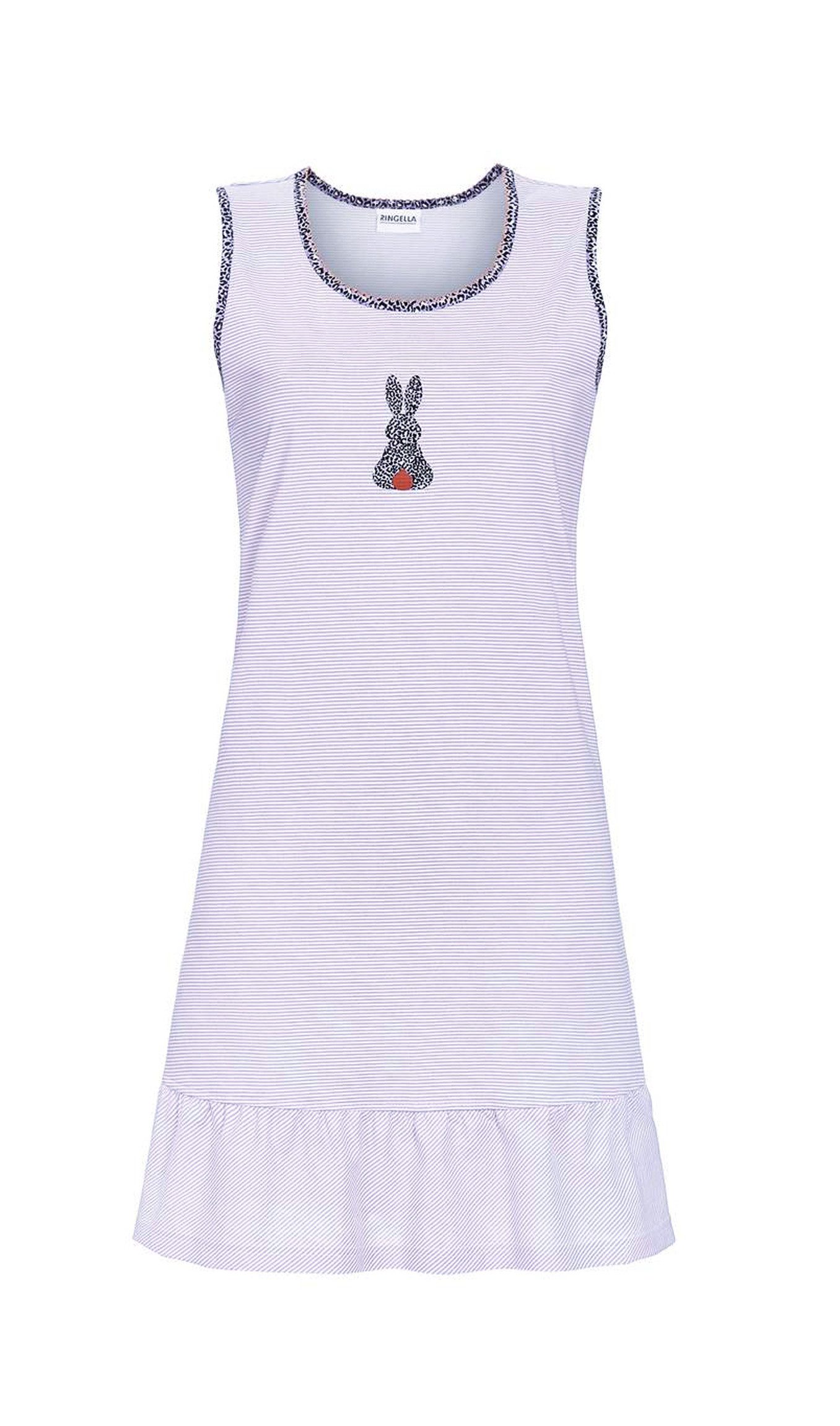 Ringella Nachthemd Ringella Damen Nachthemdohne Arm Taubenblau mit Hasen-Motiv -36 (1-tlg) Sommernachthemd aus Baumwolle
