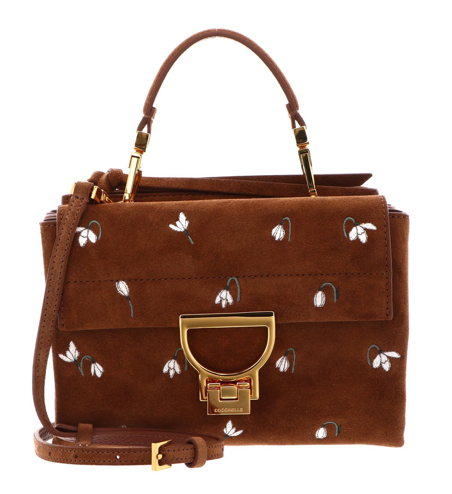 COCCINELLE Umhängetasche Handbag Suede Emb. /Gra.Leather, aus echtem Rindsleder