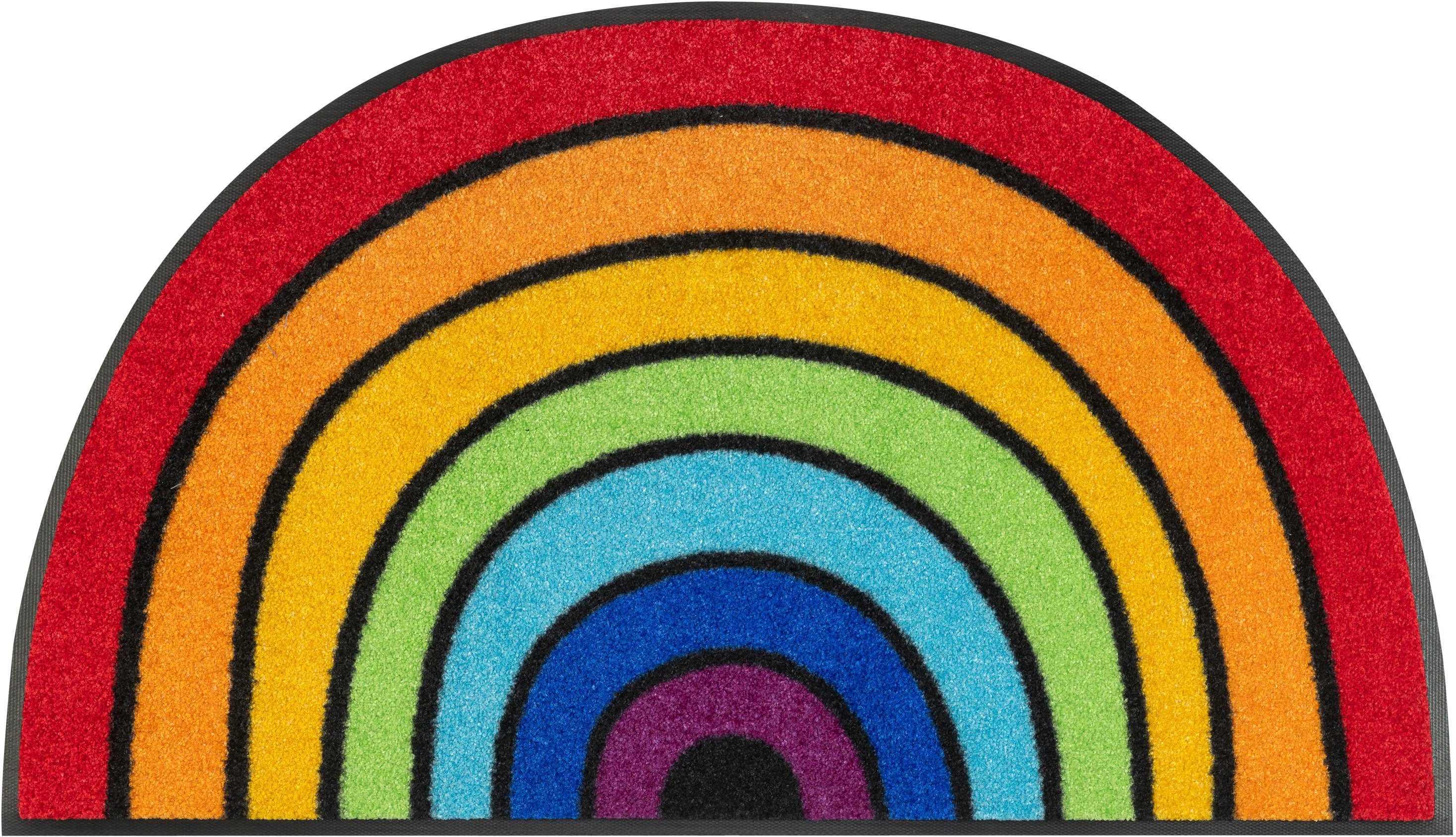 Höhe: by Outdoor mm, Rainbow, Motiv In- Fußmatte Schmutzfangmatte, Round 7 Kleen-Tex, Regenbogen, halbrund, geeignet, wash+dry und waschbar
