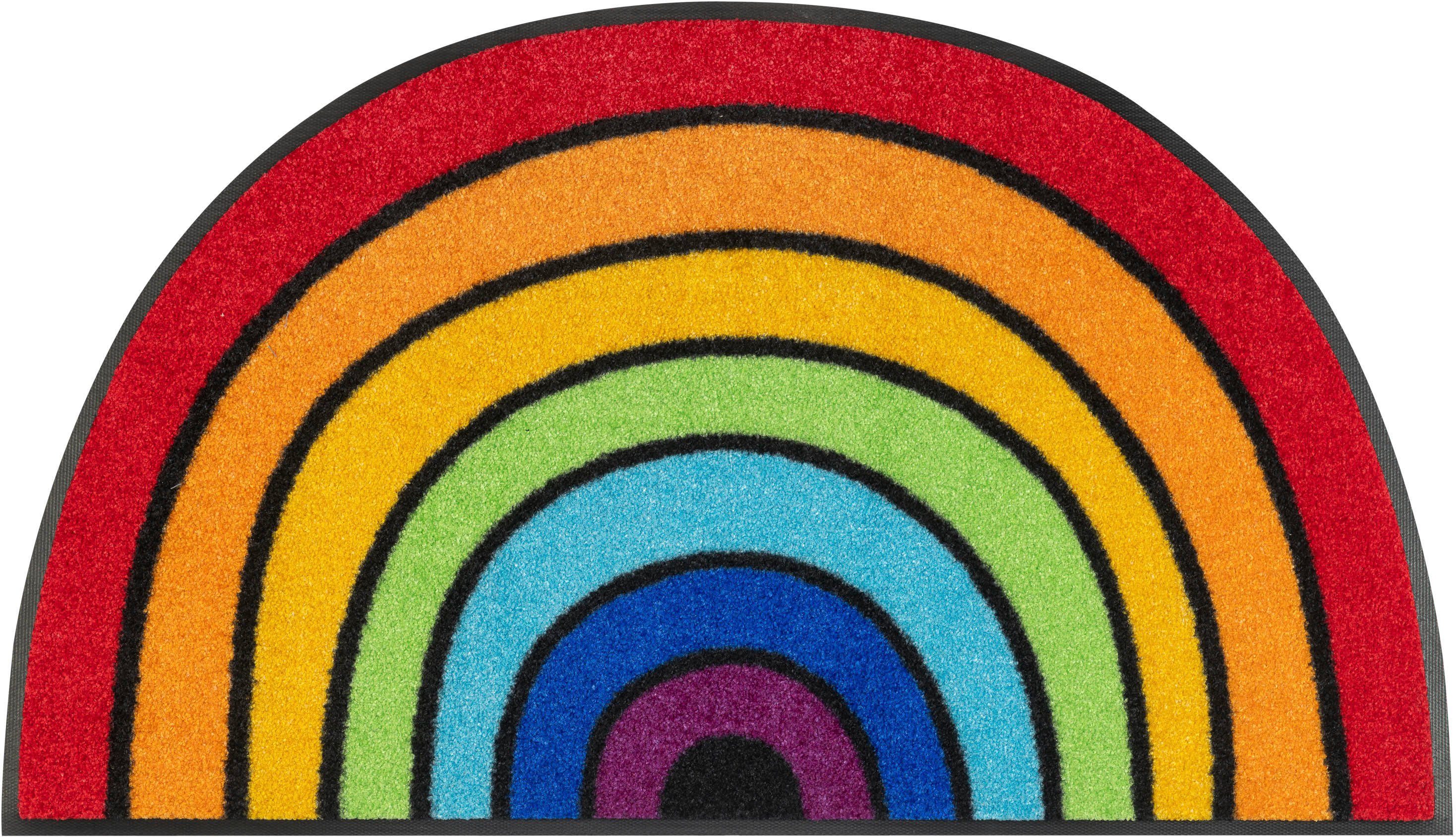 wash+dry by Kleen-Tex Fußmatte Round Rainbow, halbrund, Höhe: 7 mm, Schmutz günstig online kaufen