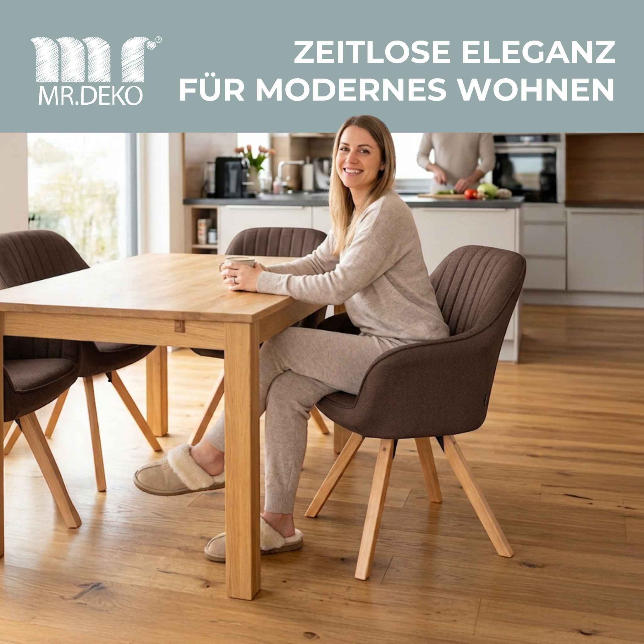 MR.DEKO Esszimmerstuhl Schminktisch Stuhl Matera Esszimmerstuhl drehbar FSC®100% (einzelnd, oder als Set erhältich für Küche und Esszimmer, 1 St), Armlehnstuhl  – Bild 2 von 5