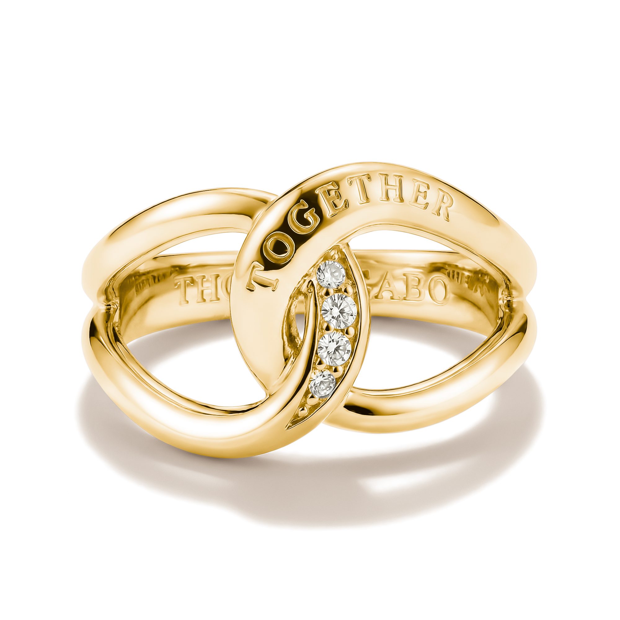 THOMAS SABO Fingerring Together Ring gelbgoldfarben, mit Zirkonia (synth)
