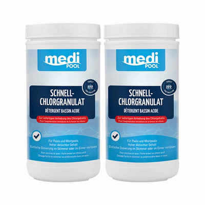 mediPOOL Chlorgranulat mediPOOL SchnellChlor Granulat 2x 1kg, Chlorgranulat, Aktivchlor, Pool, (Set)