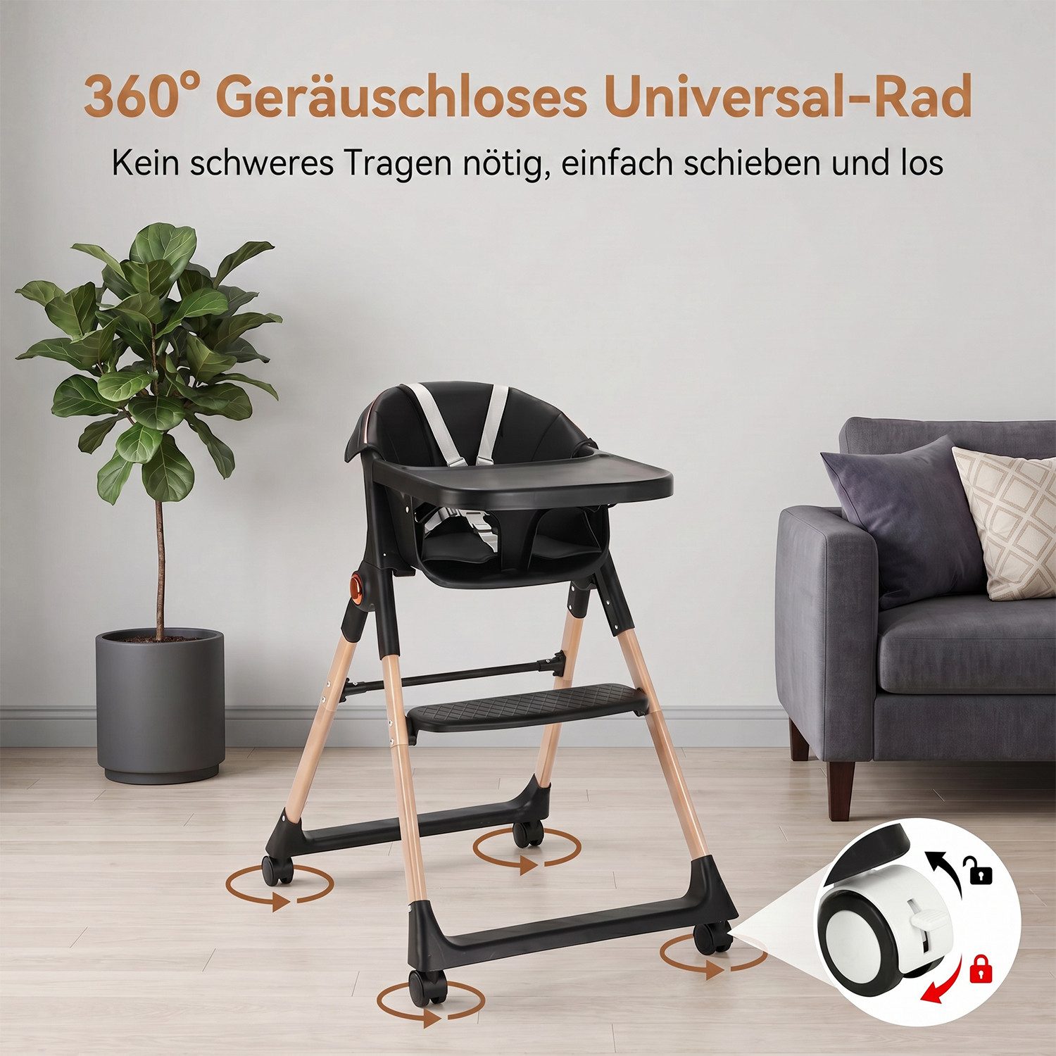oyajia Hochstuhl Kinderstuhl Stuhl Baby Kinderstuhl Klappbar mit Esstablett (Babystuhl mit Tablett und 5-Punkt-Gurt, Fußstütze, Einfach zu Reinigen), ab 6 Monaten bis 3 Jahren