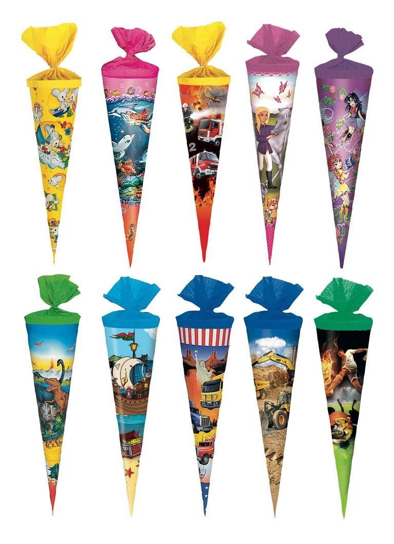 Schultüte 10x Schultüte 25cm Zuckertüte rund
