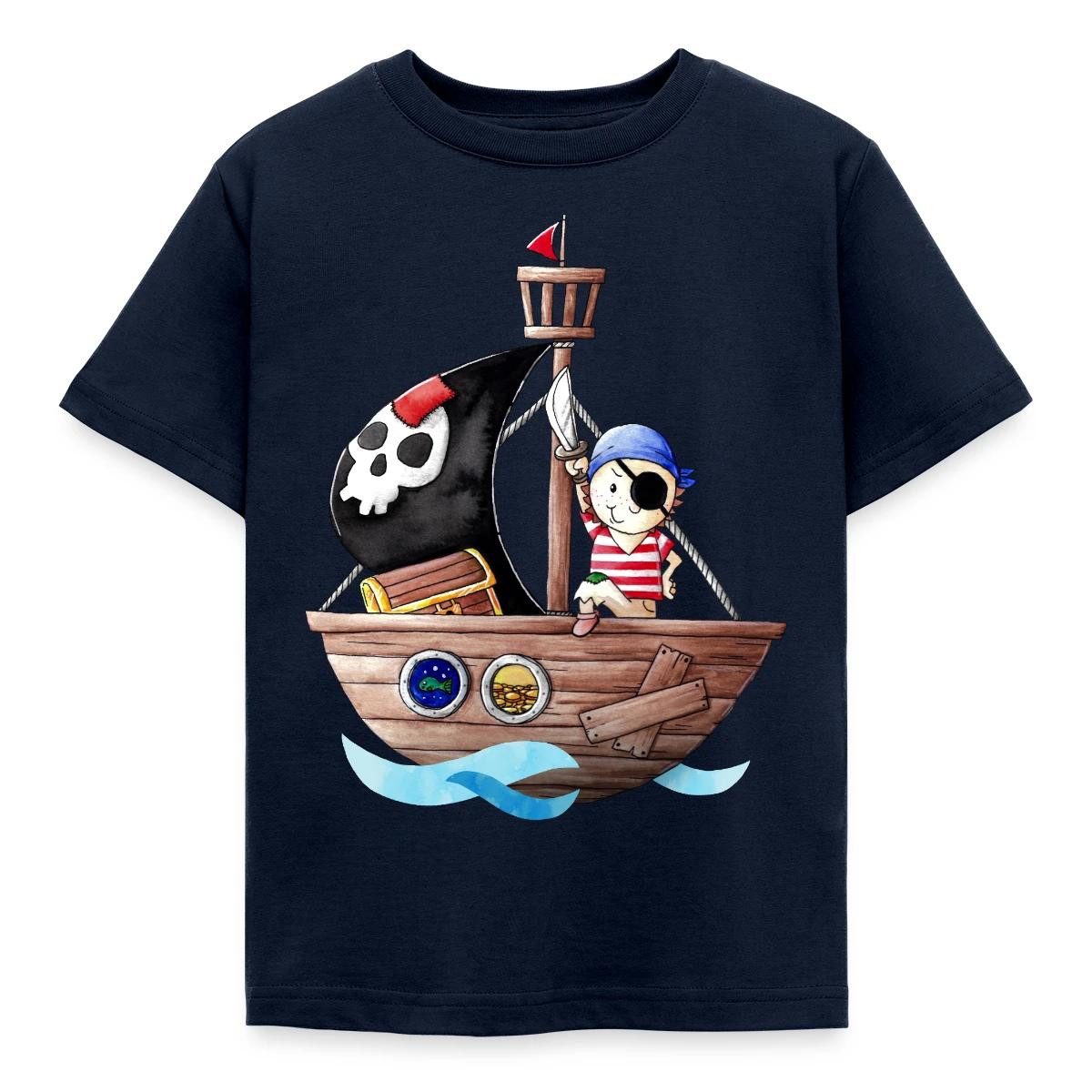 Spreadshirt T-Shirt Kleiner Pirat Mit Seinem Schiff Kinder T-Shirt (1-tlg) Fällt klein aus. Wir empfehlen, eine Größe größer zu bestellen.