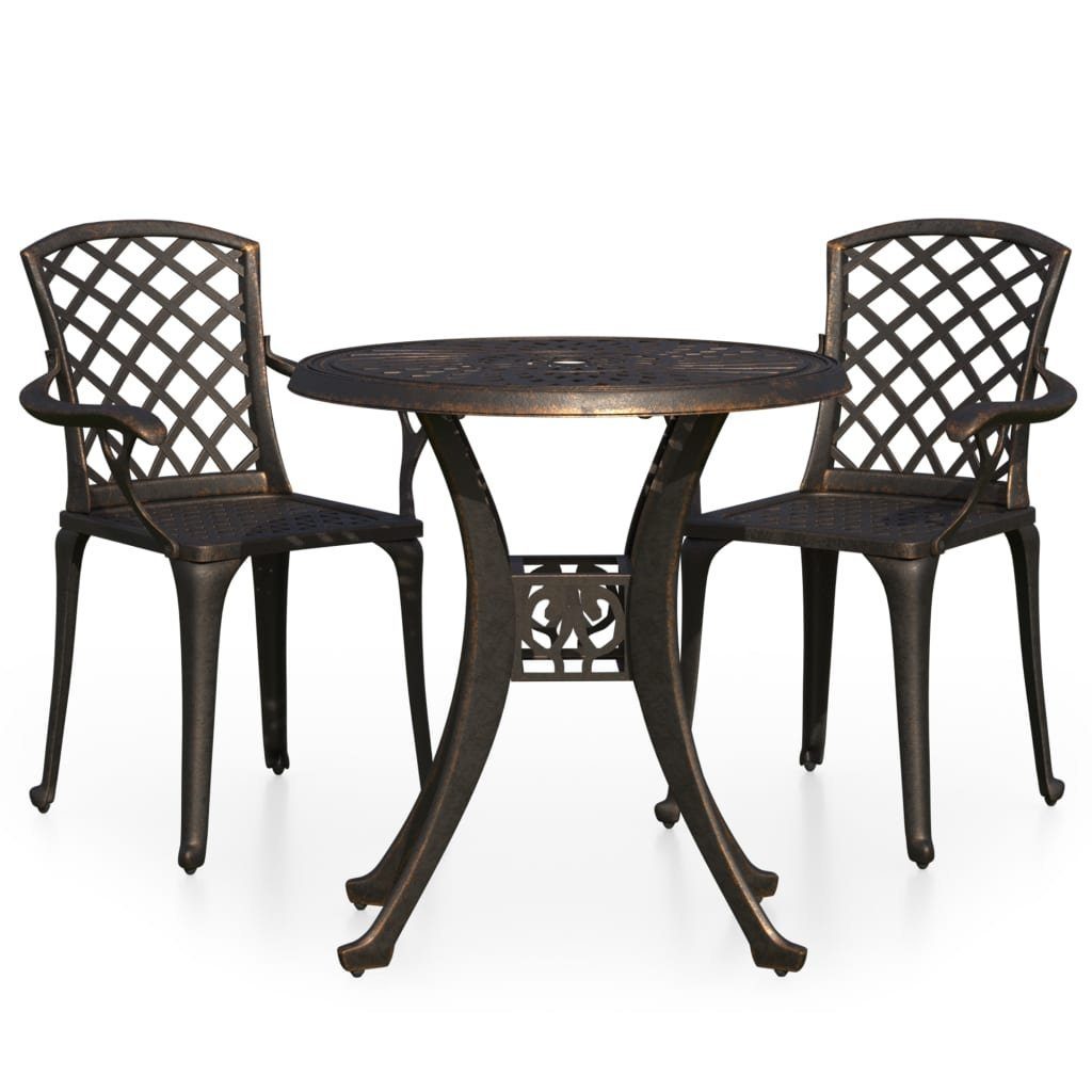 furnicato Essgruppe 3-tlg. Bistro-Set Aluminiumguss Bronzen, (1-tlg)