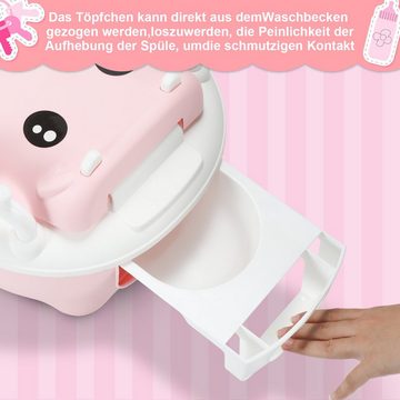 Bettizia Toilettentrainer Kinder Töpfchen Kindertoilette mit Griffe Bürste weiches PU-Kissen
