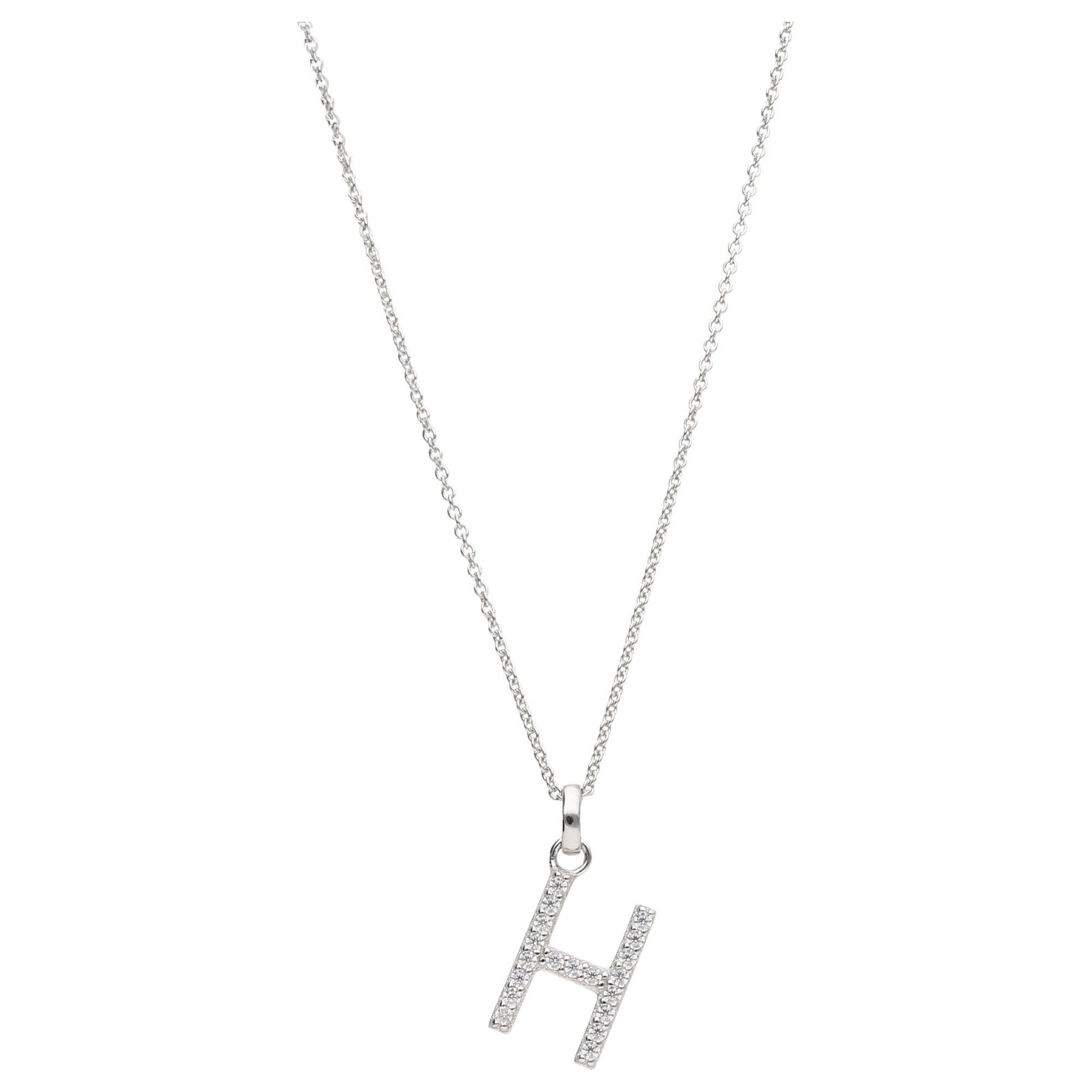 Smart Jewel Kette mit Anhänger Buchstabe H mit Zirkonia Steine, Silber 925