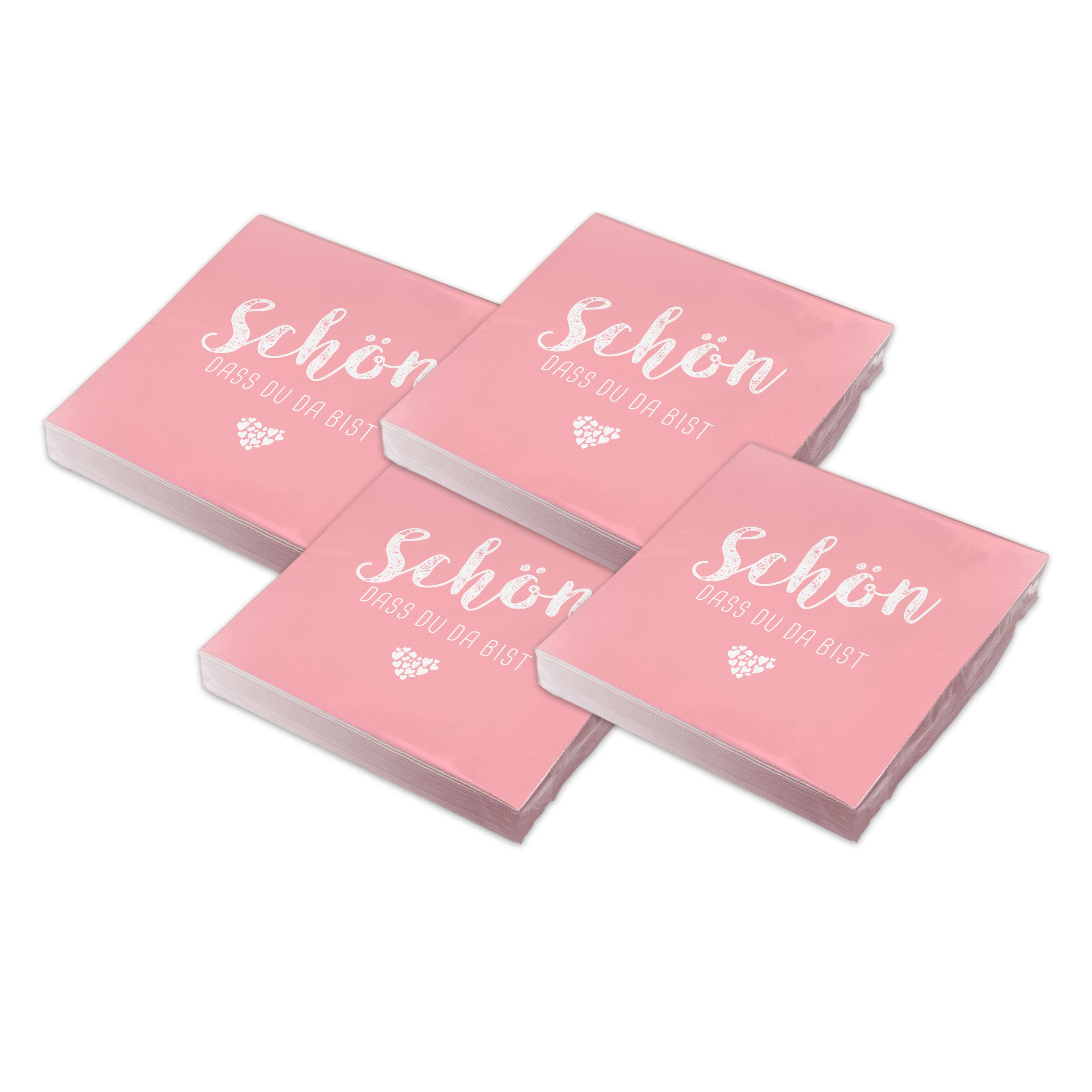 itenga Papierserviette itenga 80x Serviette Schön dass du da bist rosa