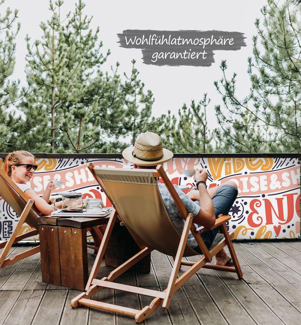 Thumbnail - MyMaxxi Sichtschutzelement Balkonbanner Typographie bunt Balkon Sichtschutz Garten, (Bambus grün)