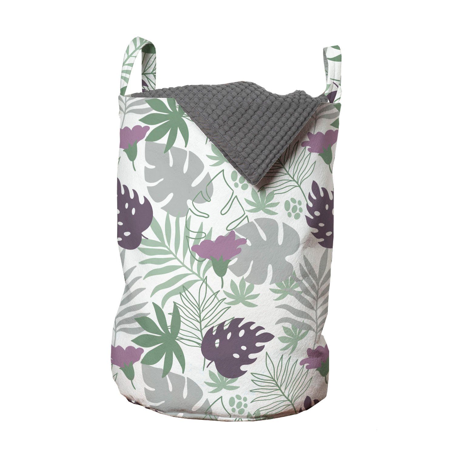Abakuhaus Wäschesäckchen Wäschekorb mit Griffen Kordelzugverschluss für Waschsalons, Blätter Tropische Botanik, Design