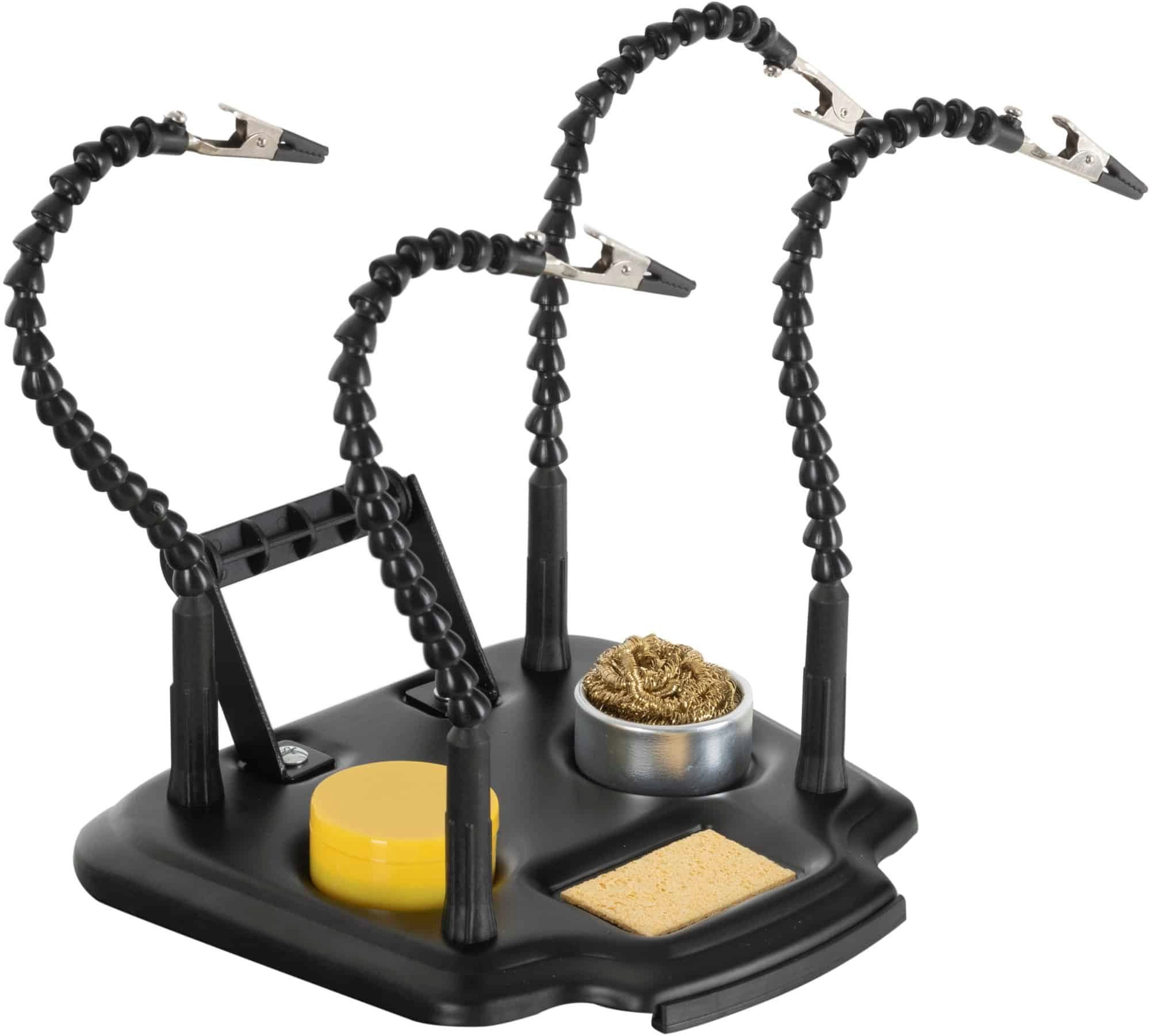 Stagecaptain Elektroschweißgerät LH-400 Löthilfe, Helfende Hand für Bastel- und Lötarbeiten, vier flexible Arme mit Krokodilklemme & Abrollhilfe für Lötzinn