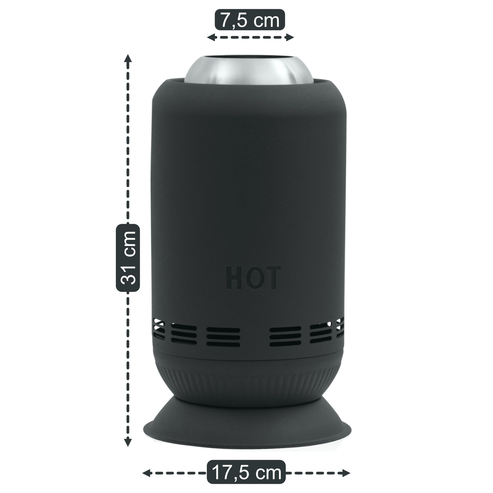 Zelsius Feuerschale Edelstahl Tischkamin rauchfrei, Schwarz, Pellet Feuersäule mit Tasche, Rauchfreier Betrieb