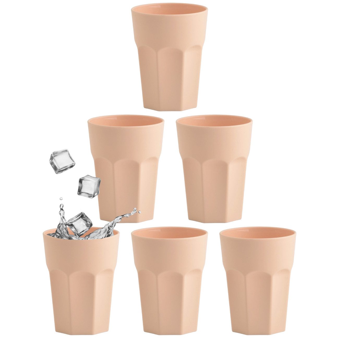 Engelland Becher ENGELLAND 6 x Kunststoffbecher 0,25 Apricot, 6-tlg., Kunststoff, spülmaschinengeeignet, bruchfest, wiederverwendbar, 250 ml, 0,25 Liter