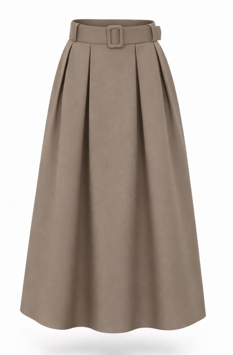 Mississhop A-Linien-Rock Damen Maxirock mit Gürtel – eleganter A-Linien Rock, lang, mit Taschen