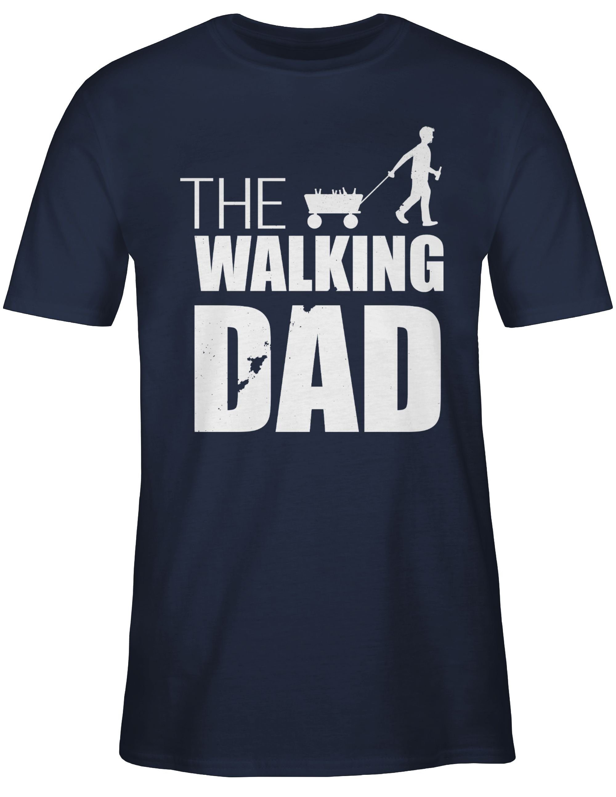 Dad 2 Papa Navy T-Shirt Geschenk für Blau The Walking Vatertag Bollerwagen Shirtracer
