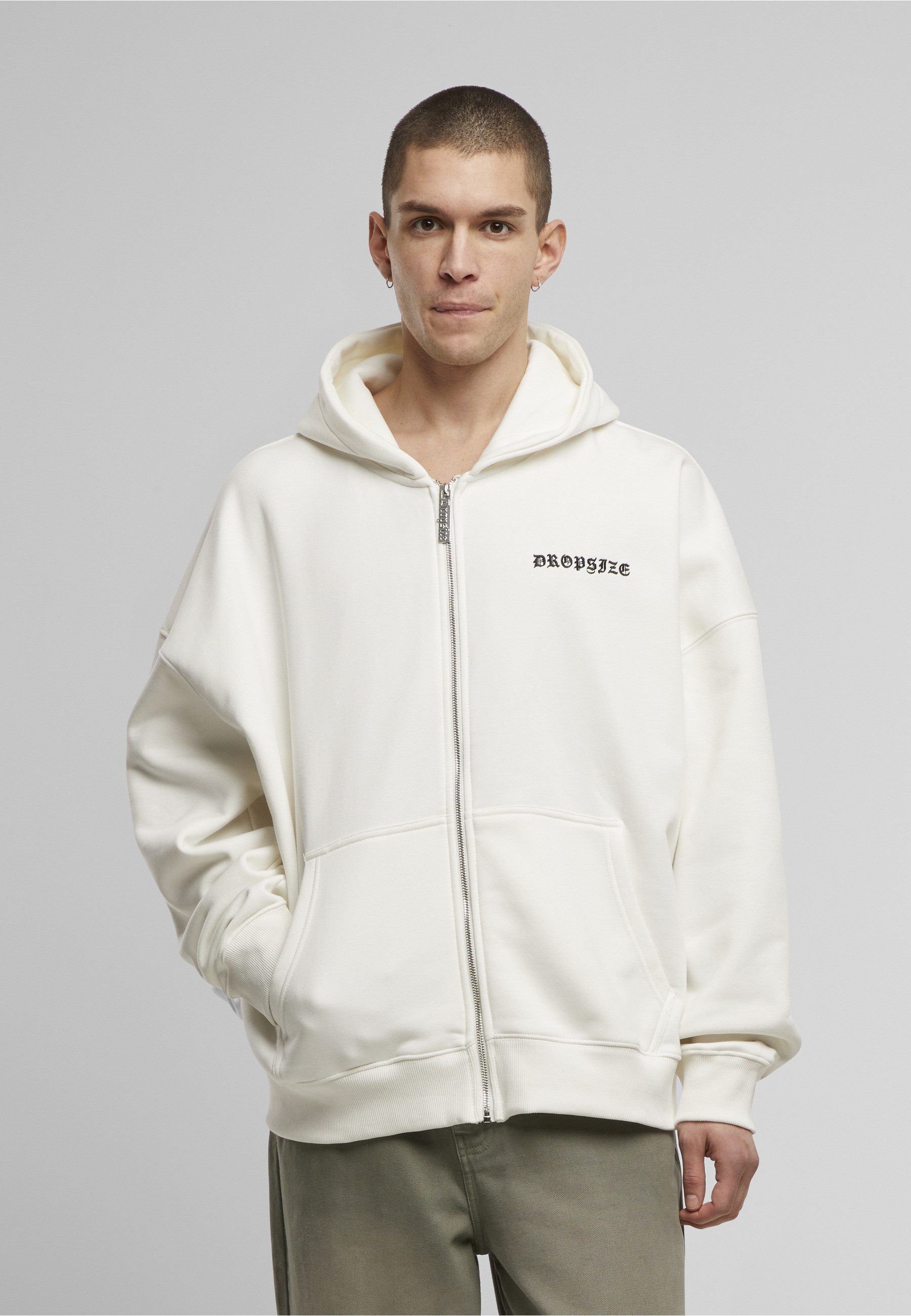 Dropsize Sweatjacke Dropsize SUPER HEAVY OVERSIZE LOGO ZIP HOODIE