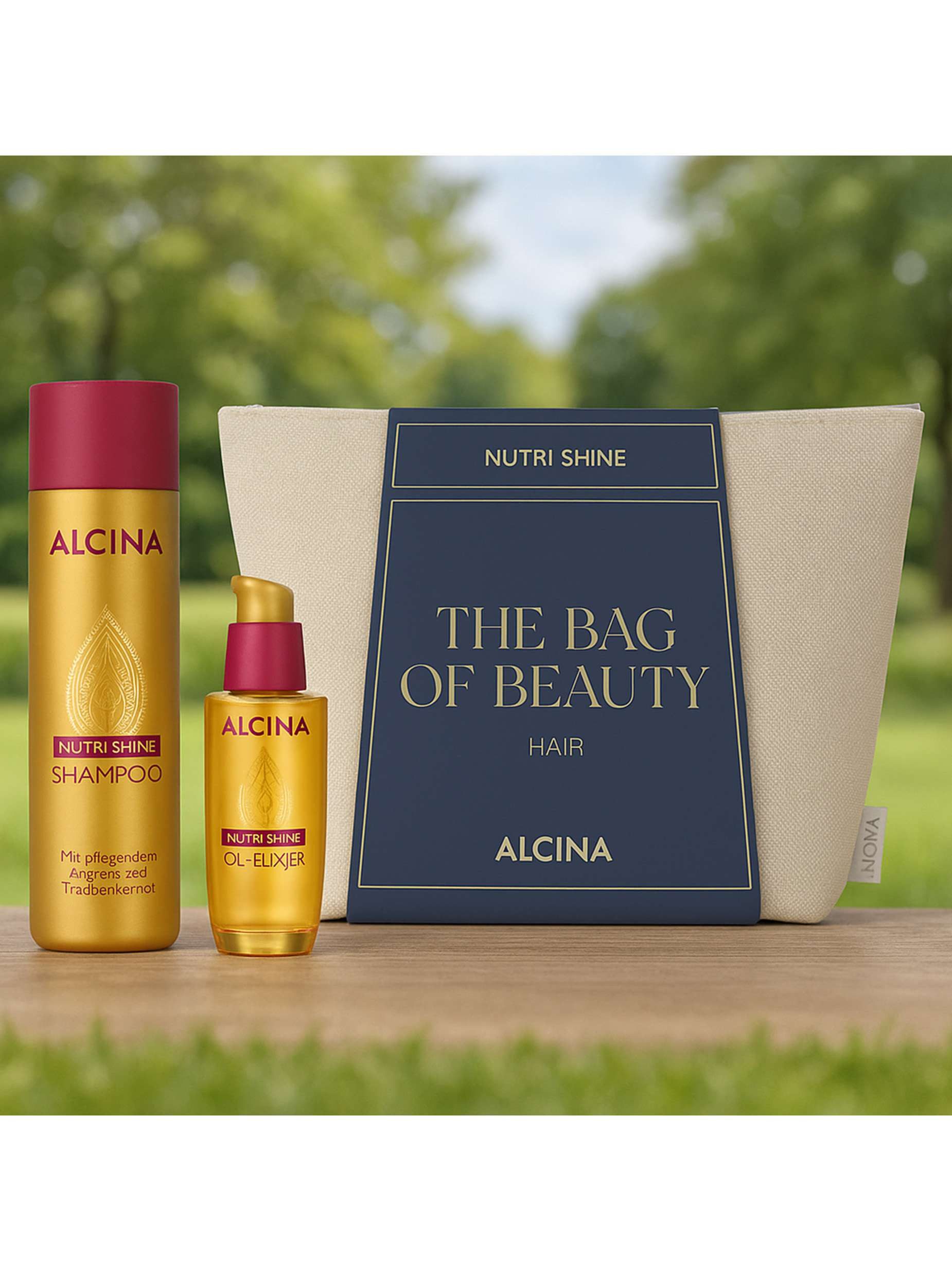 ALCINA Haarshampoo ALCINA Geschenkset Nutri Shine – Shampoo 250 ml + Öl-Elixier 50 ml +, Spar-Set, stärkend