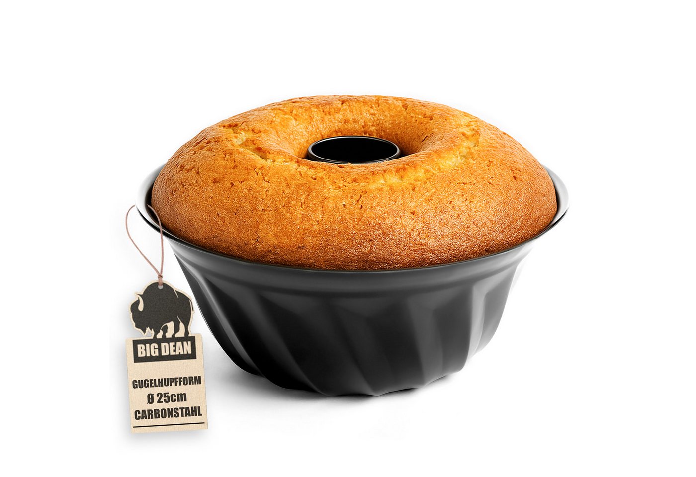 BigDean Gugelhupfform Ø25 cm antihaftbeschichtet Gugelhupf Backform Kuchenform mit perfekter, (Packung 1-tlg), Klassische Form, Langlebiger Karbonstahl, Formstabil