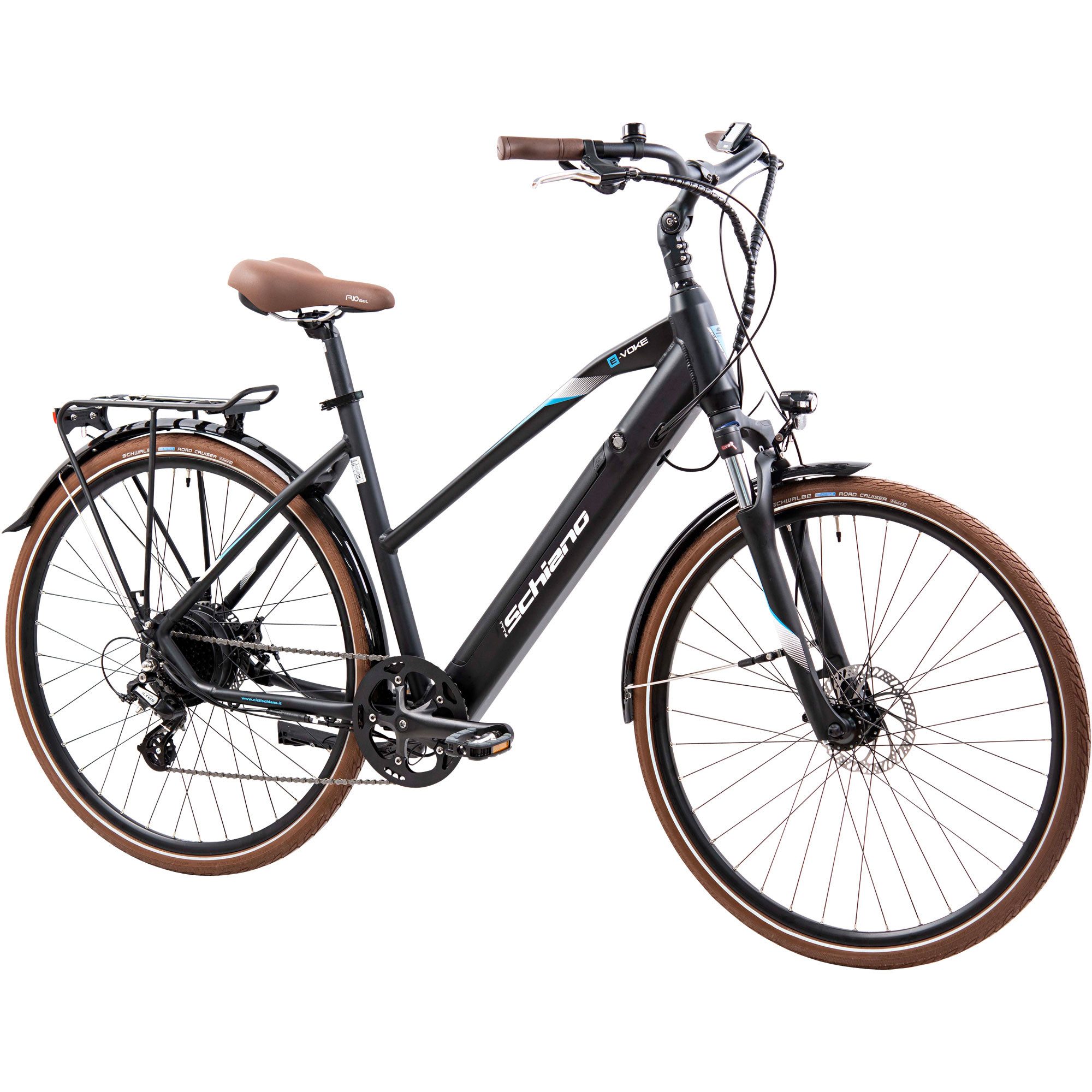 F.lli Schiano E-Bike Trekkingrad E-Voke, 8 Gang Shimano Acera SGS M3020 Schaltwerk, Kettenschaltung, Heckmotor, 418 Wh, Pedelec 28 Zoll Trekking E Bike Damen oder Herren 160-170 cm 418 Wh