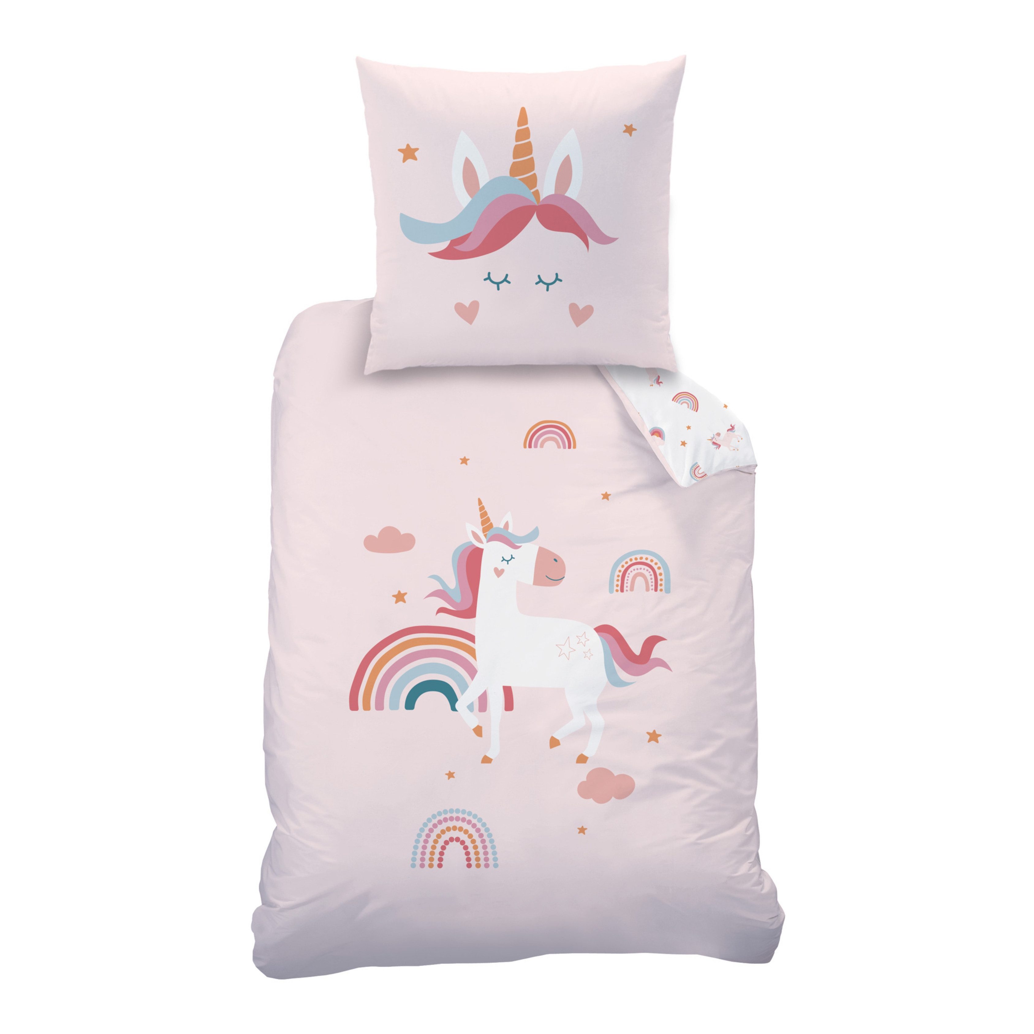 MTOnlinehandel Bettwäsche Einhorn 135x200 + 80x80 cm (Unicorn), 100% Baumwo günstig online kaufen